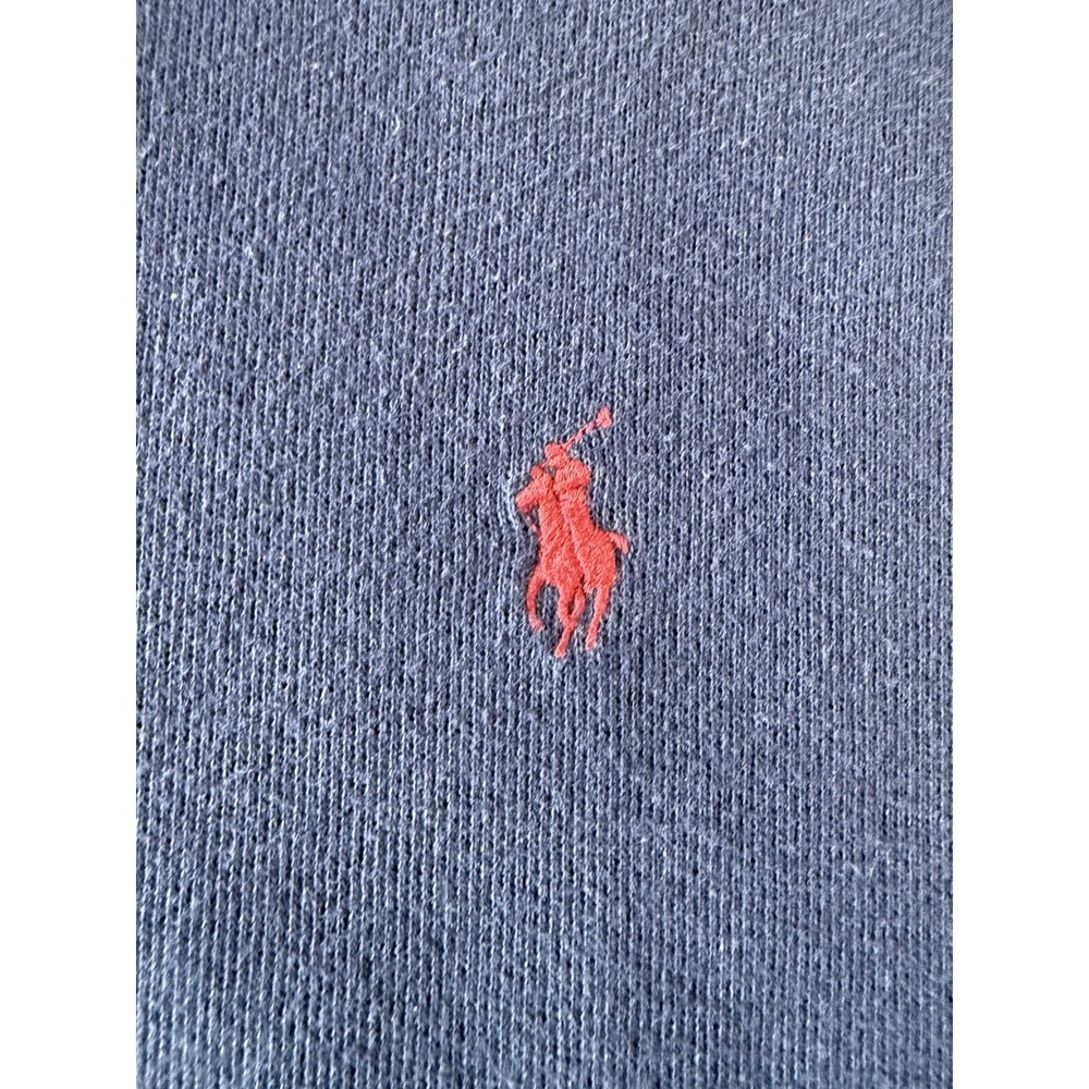 Polo Ralph Lauren Mens Large Quarter Zip Pullover Sweater Navy Red Pony - Picture 6 of 8